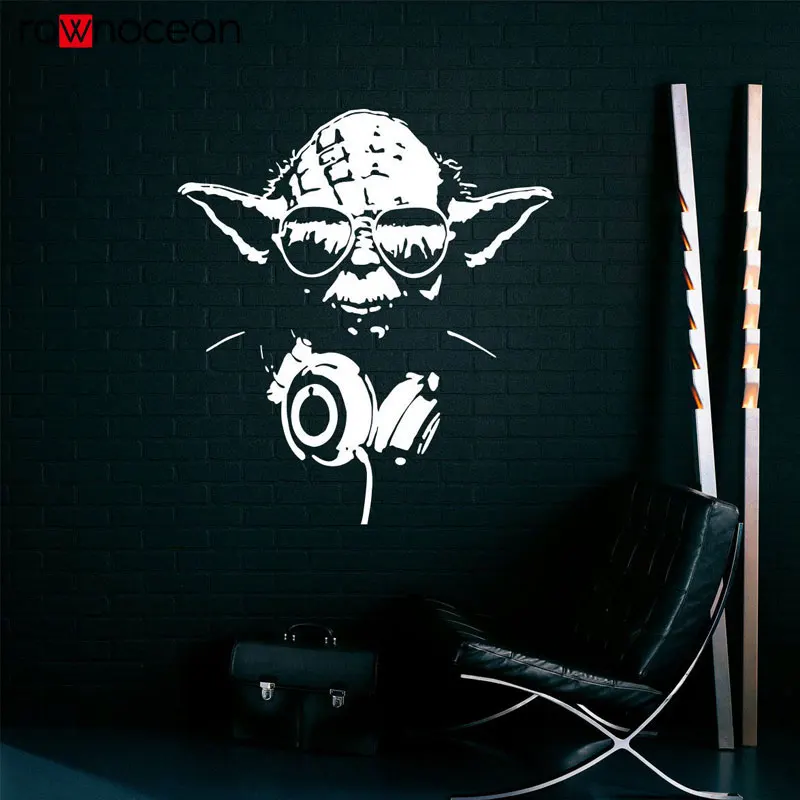 Наклейки на стену Master Yoda с гарнитурой виниловые наклейки Звездные войны