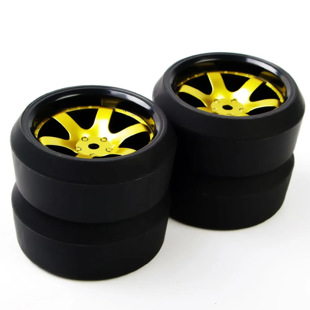 4 шт. комплект RC шины для дрифта Золотой обод колеса HSP HPI 1:10 внедорожник 6 мм