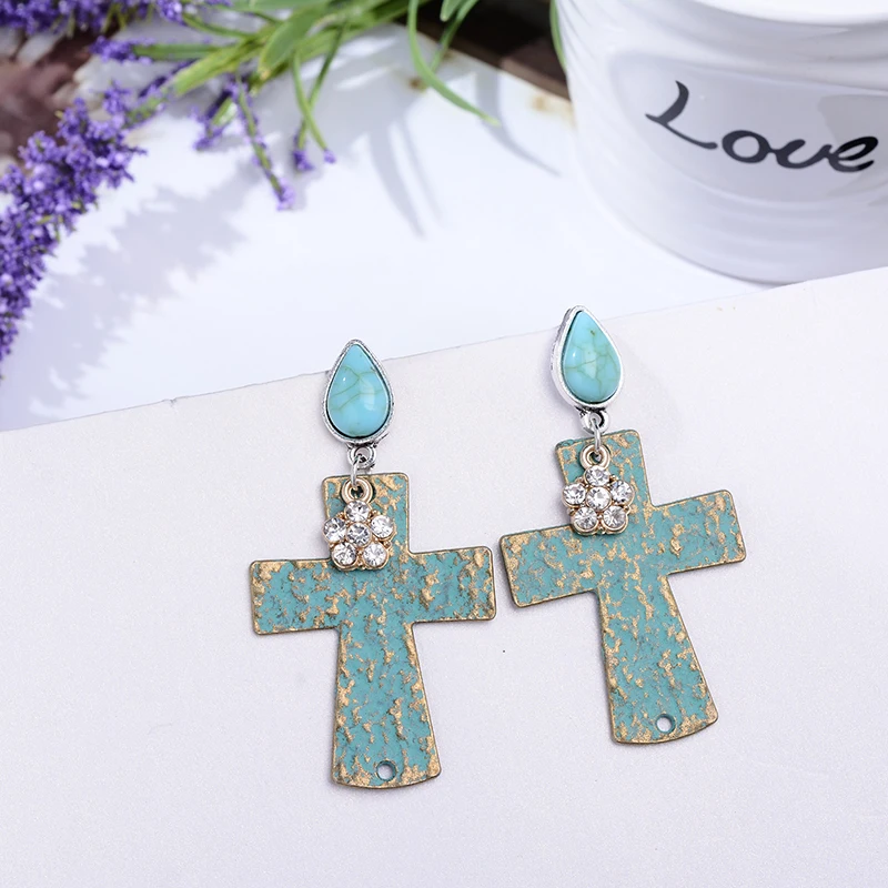 1 пара Анти бронзовый крест кулон Висячие серьги Богемный Винтаж Ретро себе