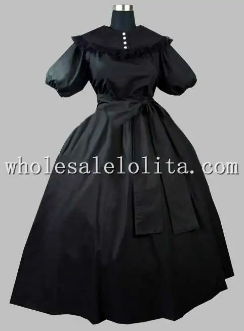 Готическое черное хлопковое викторианское искусственное платье со съемным