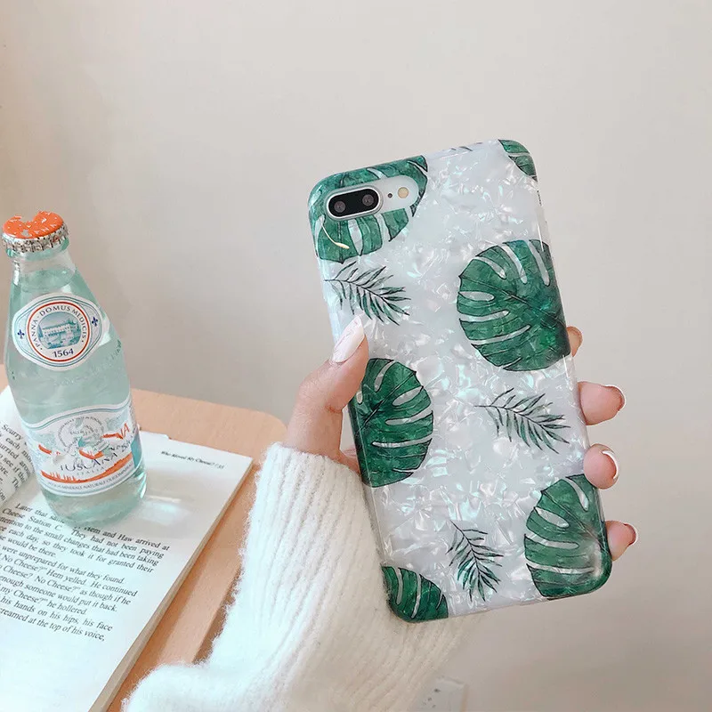 Зеленый лист IMD силиконовый чехол для телефона s iPhone X XS MAX XR Мягкий из ТПУ 8 7 6 6S Plus