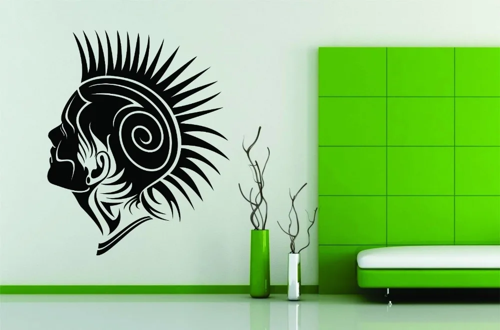 Наклейка на стену виниловый декор художественная наклейка в стиле панк тату лицо