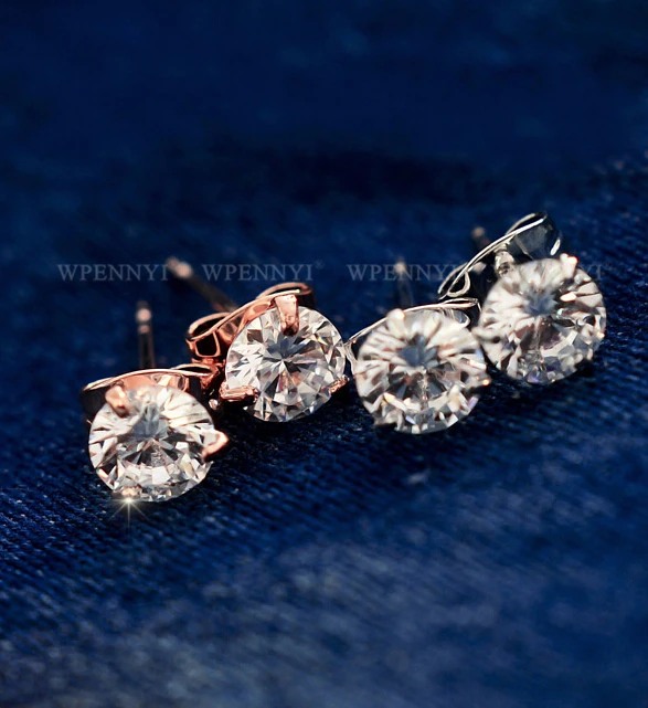 Роза золотого цвета блестящий 3 зубец прозрачный Круглый 6 мм 0.75ct циркония Сердца
