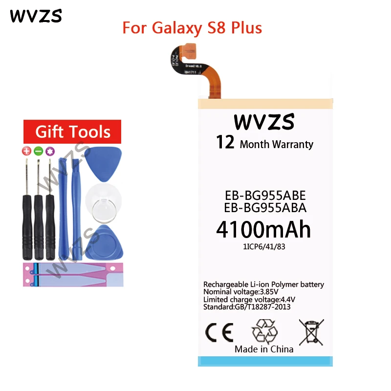 Wvzs 4100 мА/ч Батарея EB-BG955ABA EB-BG955ABE для samsung Galaxy S8 плюс G955 G955F G955A G955T G955S G955P замена