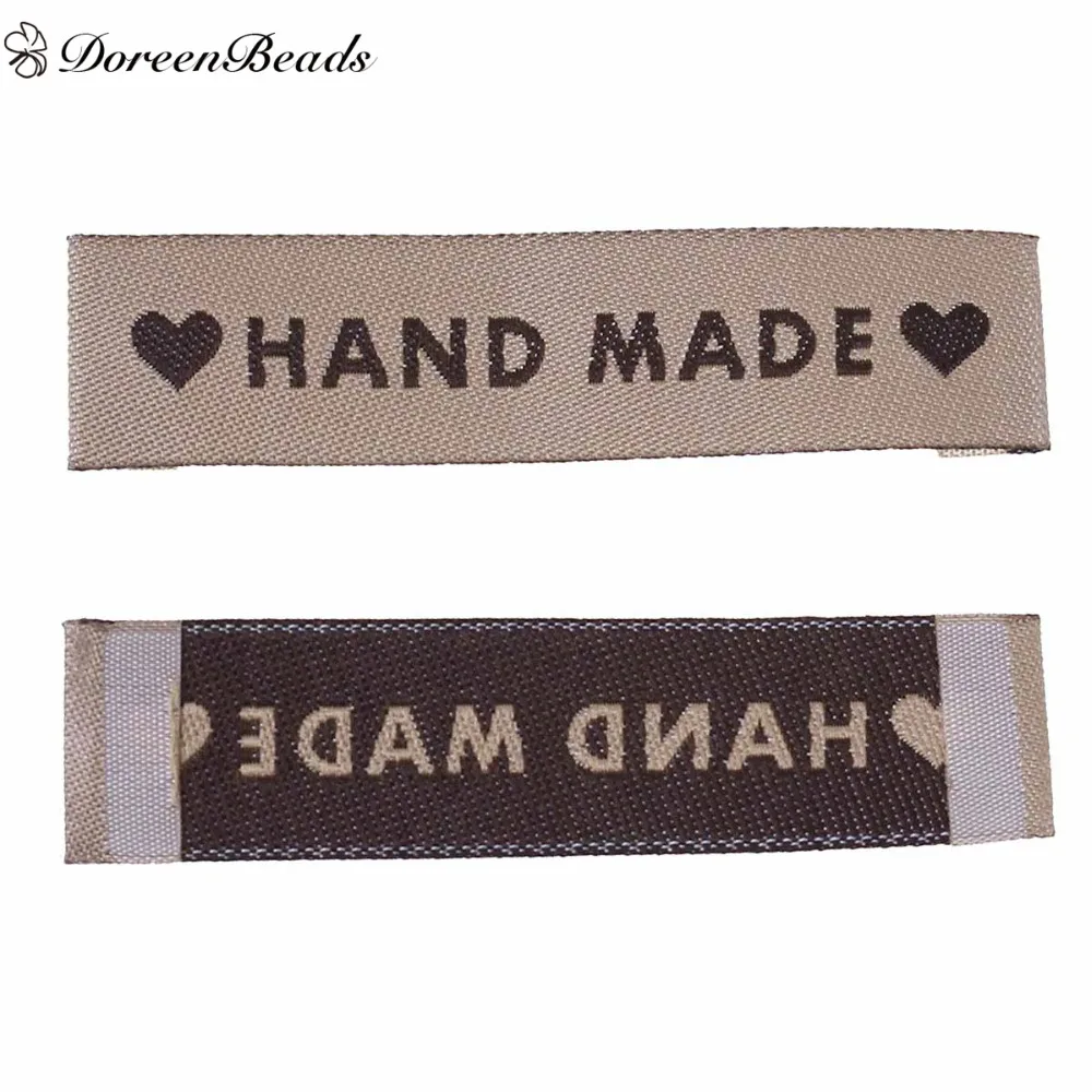 DoreenBeads 50 шт. тканые этикетки для одежды сумок шитья териленовые с принтом сделай