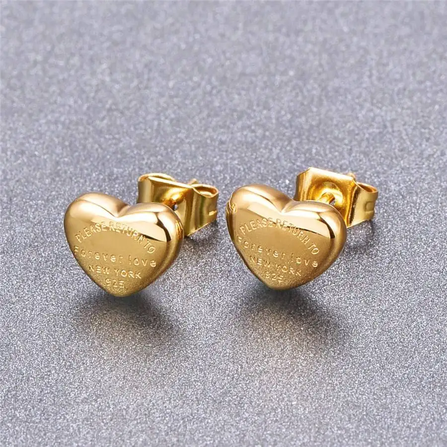 Martick Lovely Heart ожерелье серьги гвоздики в форме сердца Форма модные Brincos можно