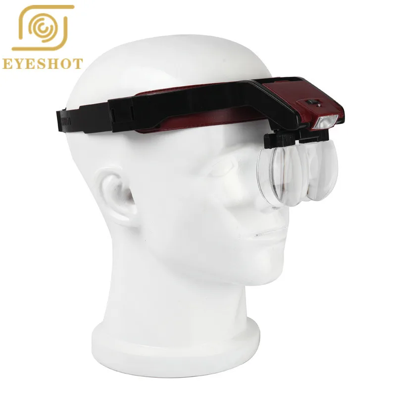 Magnifying Glass With Led Lights 1.7x 2 x 2.5x 3.5x Head Mounted Magnification Loupes Double Lens Head-mounted Reading Magnifier |