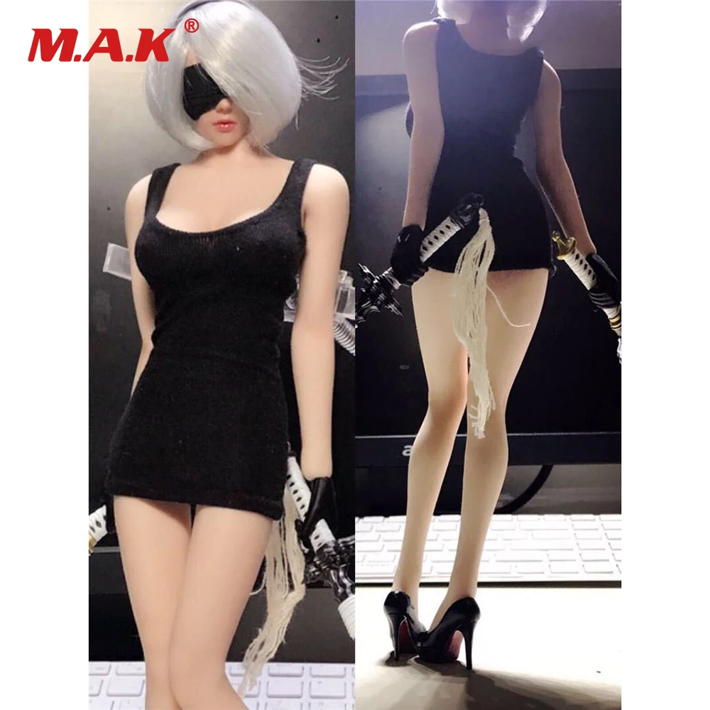 Масштаб 1/6 женская одежда черное платье подтяжки короткая юбка NieR 2B стиль Sister для