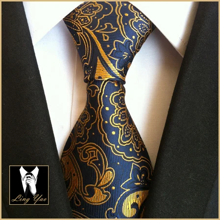 Уникальный дизайн галстук 8 см модные красивые золотые галстуки с цветочным