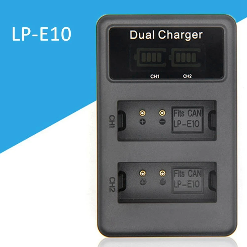 For Lp-E10 Usb Battery Charger Dual Ports Lcd Display Quick Charging Camera Digital Canon 1100D 1200D 1300 | Электроника