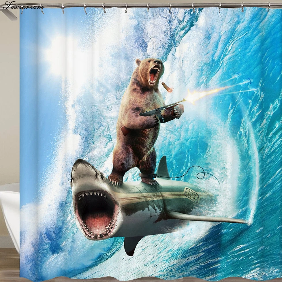 

Funny Cat shower curtain fabric 3d bathroom shower curtains bathroom curtain hooks waterproof water repellent bathroom