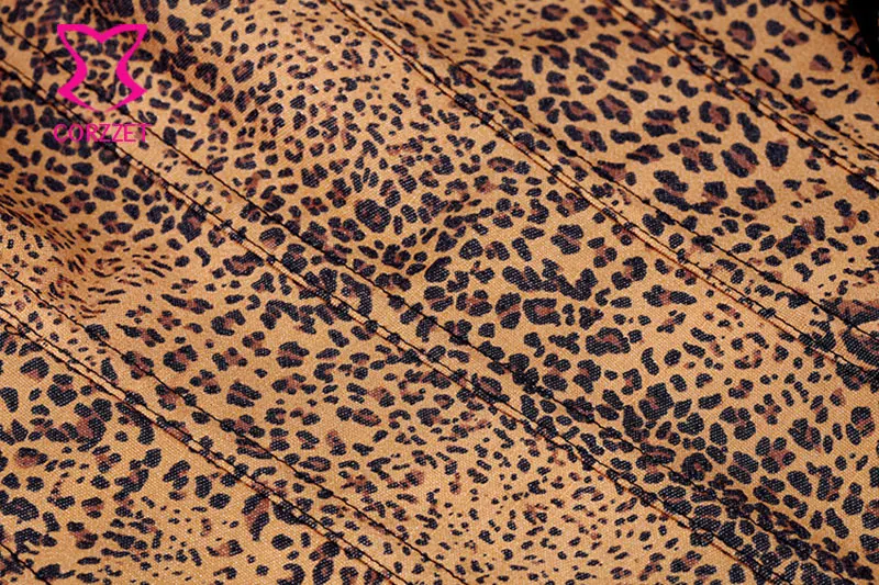 Brown Overbust Denim Corset Leopard Print Cowgirl Gothic Bustier Top Burlesque Corselet | Женская одежда
