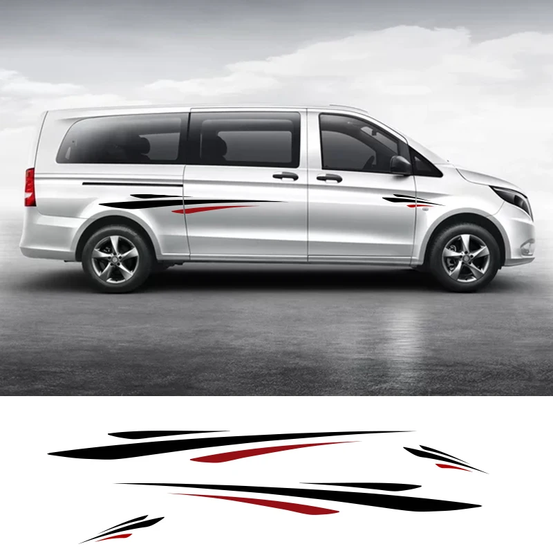 

2 Sides Motorhome Stripes Camper Van Vinyl Stickers Graphics Decals For Ford Toyota Chevrolet Isuzu Citroen Berlingo