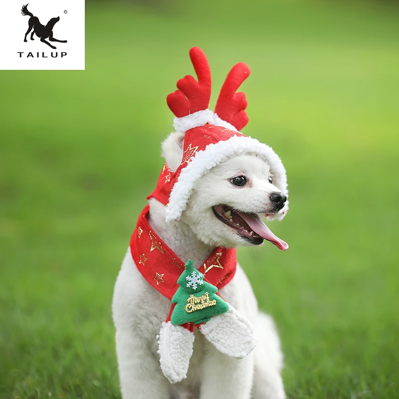 TAILUP S-XXL Dog Cat Caps Pet Santa Birthday Scarf Antler Christmas Hat Costume for Puppy Kitten Small Pets Accessories |