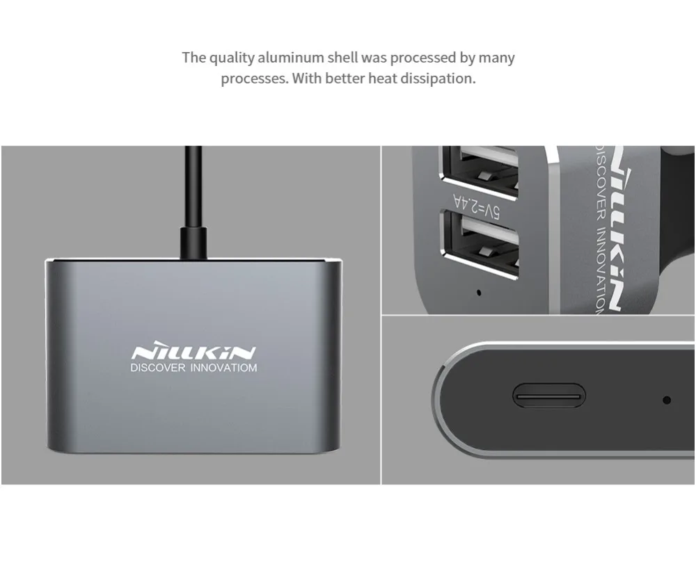 Nillkin 4 порта двойной Переходник usb для зарядки в машине зарядное устройство micro Type C