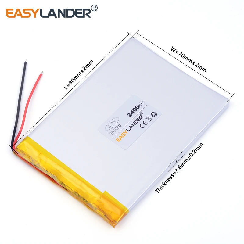 3 шт./лот 7 v литий-ионный полимерный аккумулятор 367090 2400mAh PDA планшетный ПК цифровые