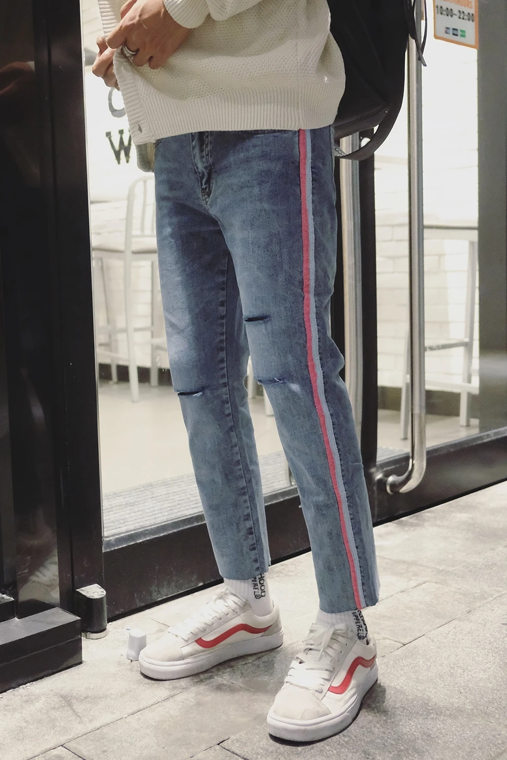 Новинка весны 2018 модные мужские джинсы с тесьмой для подростков|fashion jeans men|jeans fashion
