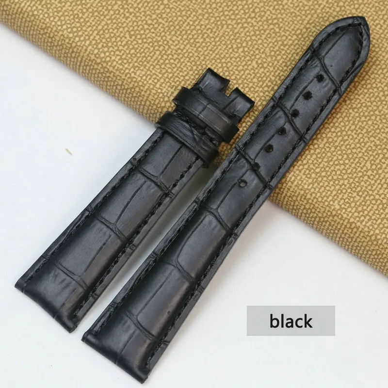 Pesno 20 мм телячьей кожи Топ Слои кожи watchstrap черный, темно-коричневый, темно-синий Смотреть Band Для мужчин часы аксессуар для зенит - Цвет ремешка: Black without Buckle