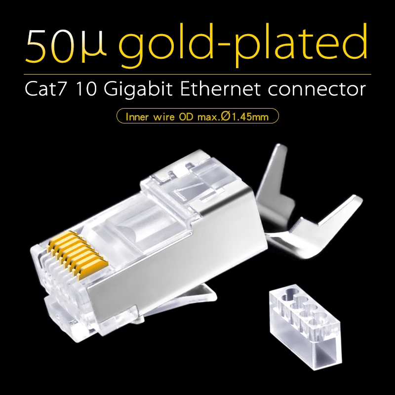 CNCOB Cat7 10 ГБ двухкомпонентный сетевой Ethernet Кабель разъем 50u позолоченный Модульный