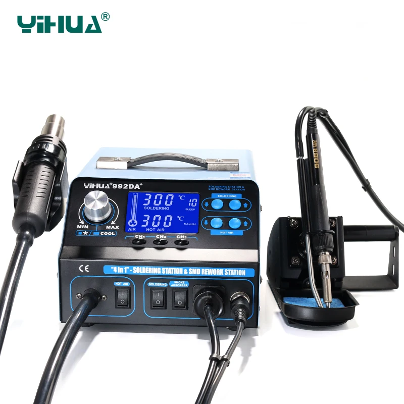 4 в 1 YIHUA 992DA + паяльная станция с горячим воздухом вакуумная для дыма BGA|yihua 992da|station