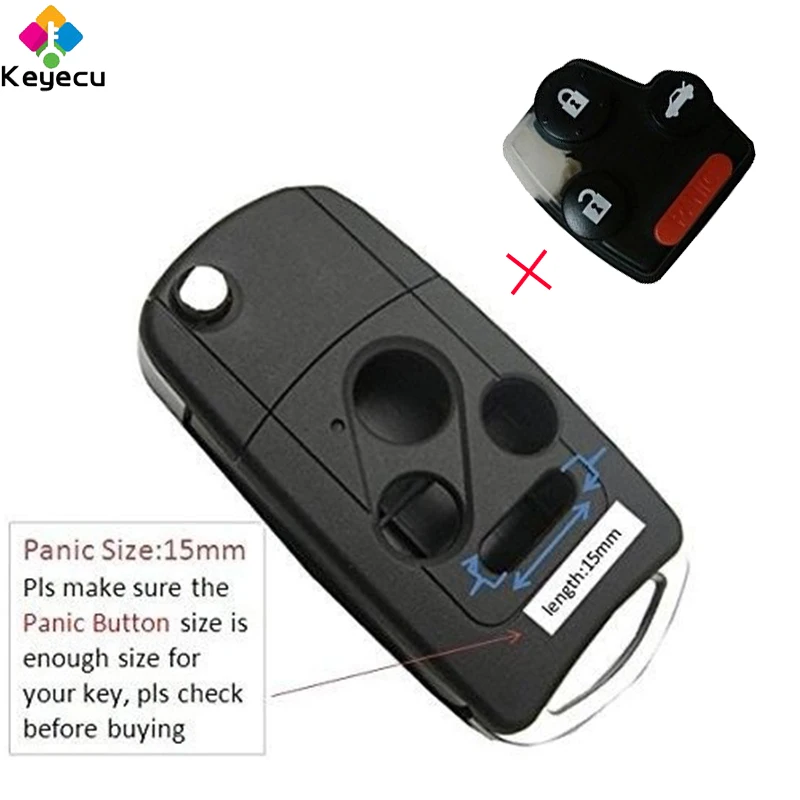 Запасной модифицированный чехол KEYECU для телефона с 3 кнопками 1/ 4 FOB Honda Accord Civic Φ