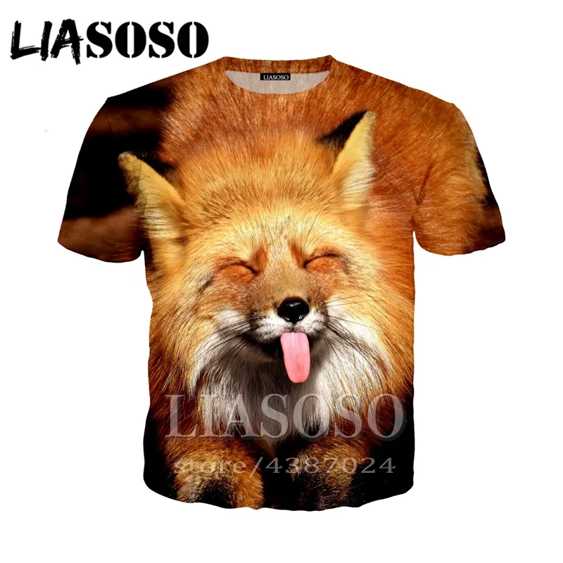 LIASOSO DJ футболка Объёмный рисунок (3D принт) лиса для мужчин и женщин уличная одежда