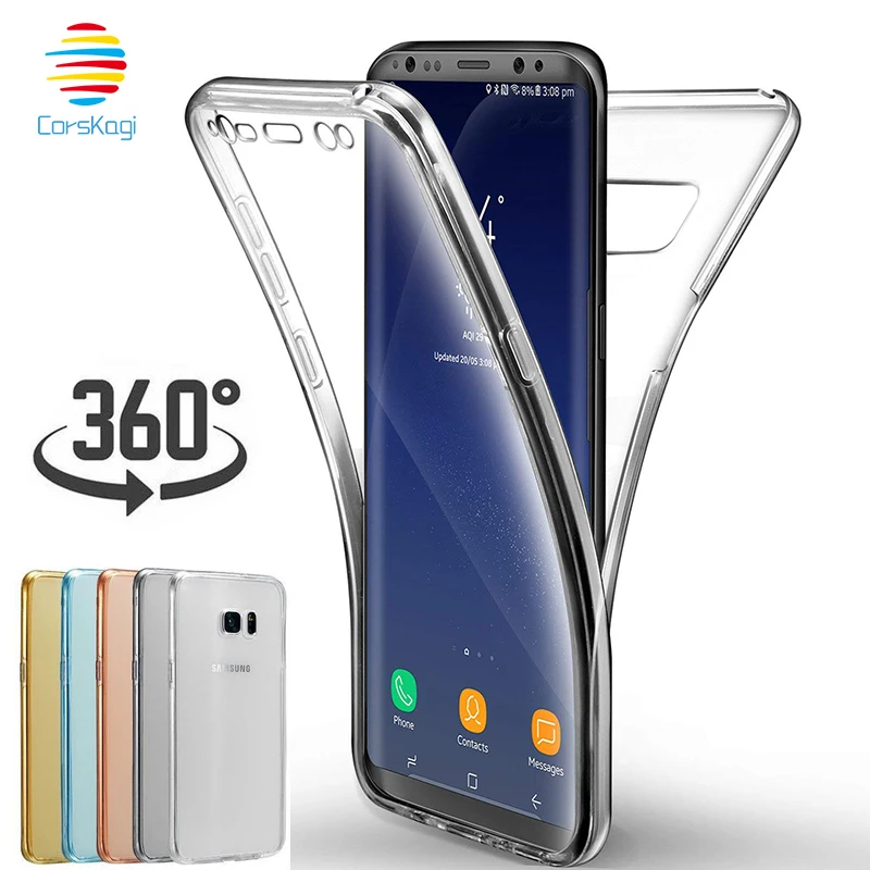 360 градусов полный корпус чехол для samsung Galaxy S5 S6 S7 край S8 S9 плюс S10 S10e NOTE 4 5 8 9 iPhone XS Max XR 6 6s 7 8 X 5S чехол
