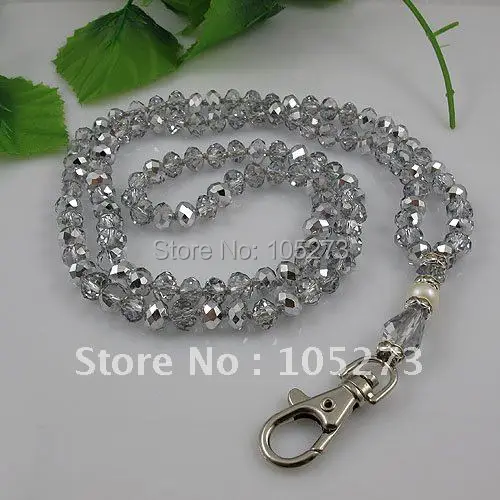 

Charming!gray crystal pearl key chains necklace size:6x8mm length 31''inchs free shipping Hot sale A2285b