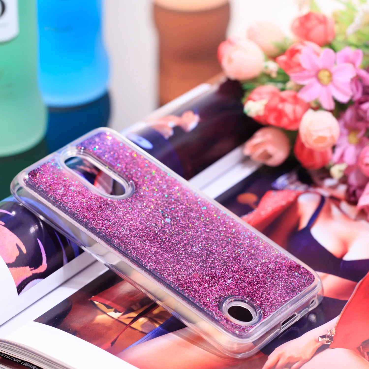 Роскошный блестящий чехол для LG K10 2017 Мягкий силиконовый с кристаллами блестки