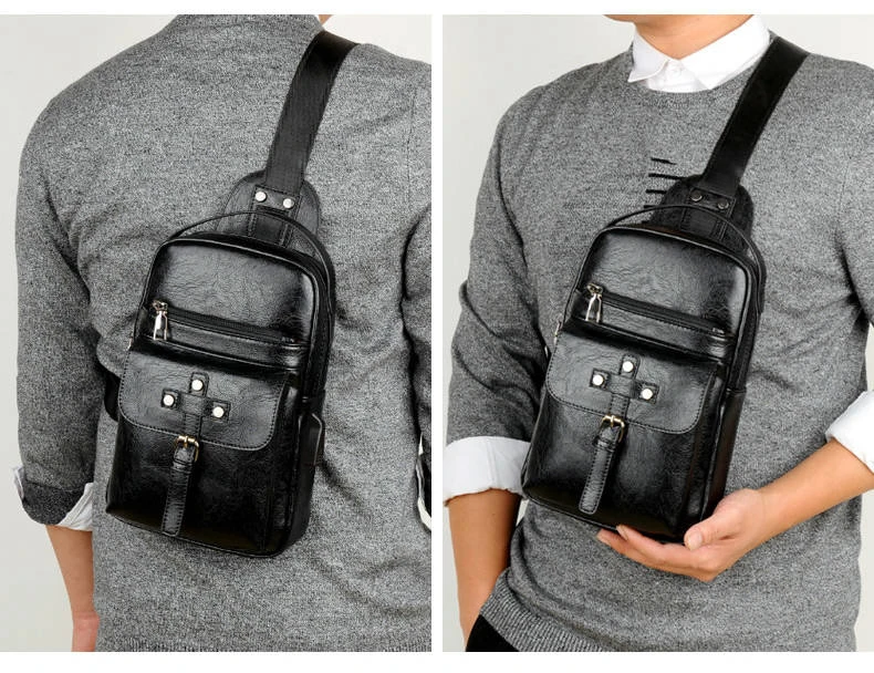 Роскошные брендовые многофункциональные сумки через плечо для мужчин, зарядка через usb, слинг, нагрудный пакет, винтажные мессенджеры, нагрудная сумка, водонепроницаемая сумка на плечо