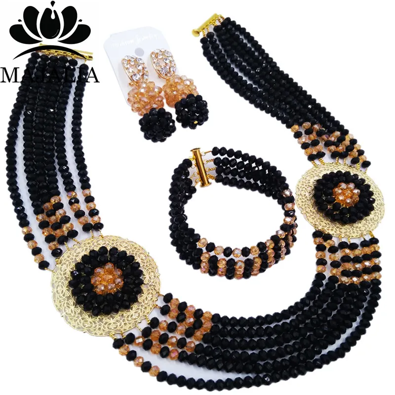 Majalia Романтический нигерийский Свадебный комплект ювелирных изделий с