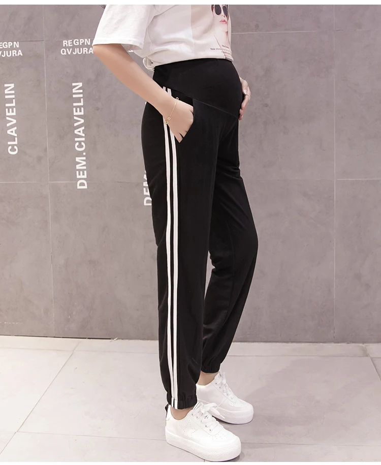 133# Весна Модная Летняя одежда для будущих мам Jogger брюки для девочек для талии, живота, эластичная брюки одежда беременных для женщин Тонкий Беременность мотобрюки