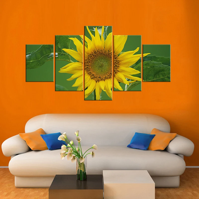 5 шт. Настенная картина с изображением подсолнуха|picture for living room|modular picturesart poster |