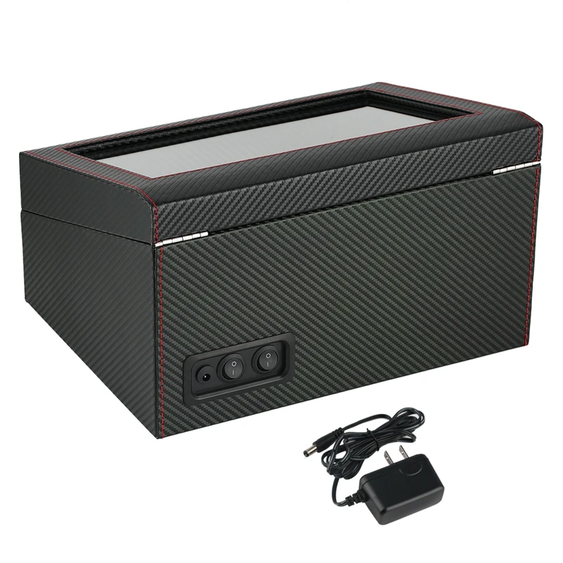 6+4 Double Head Automatic Winding Watch Winder Carbon Fiber Quiet Motor Storage Box Watch Collection Display Jewelry Winder Box