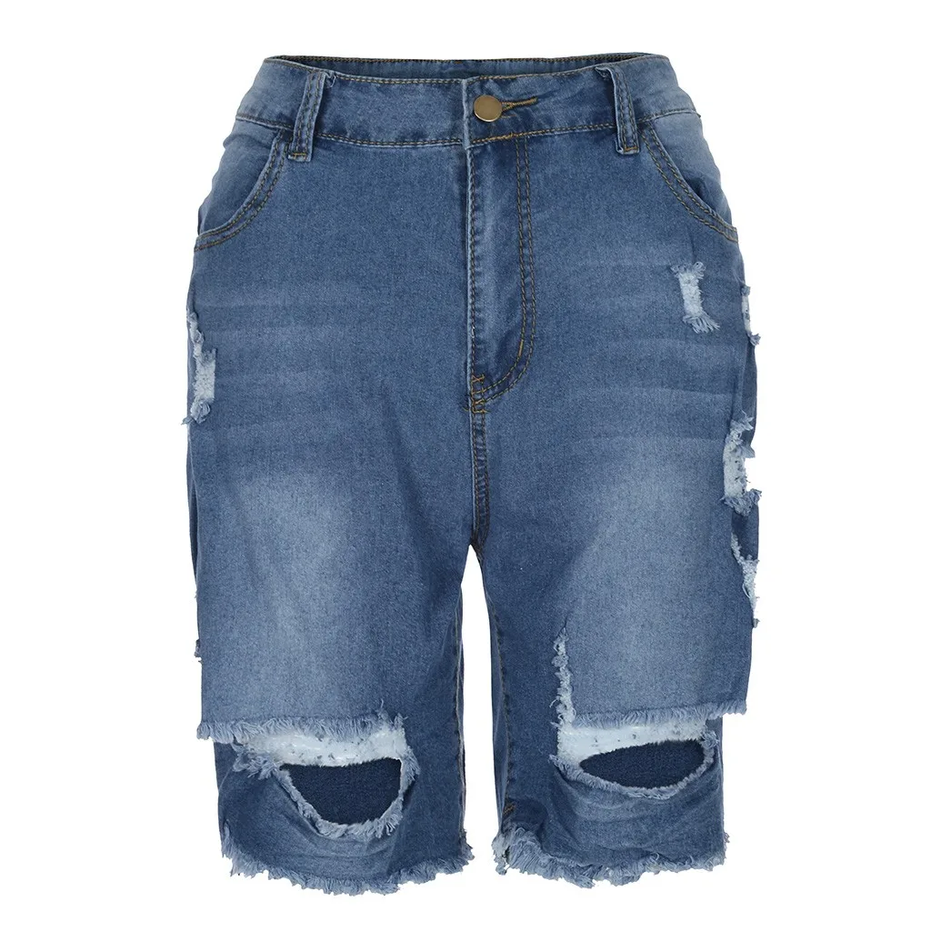 Женские джинсовые шорты с бахромой винтажные высокой талией и карманами Прямая