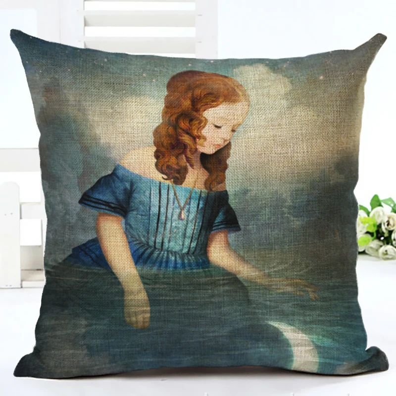 Новое поступление Классический чехол для подушки с принтом иллюстрации льняная