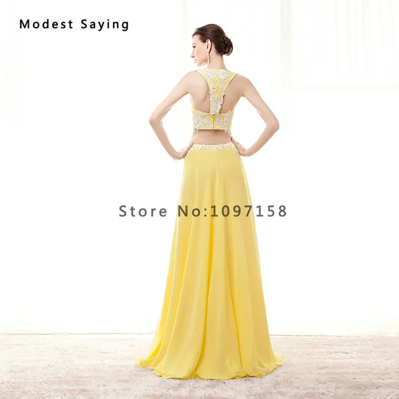 Сексуальное желтое ТРАПЕЦИЕВИДНОЕ ПЛАТЬЕ ИЗ 2 предметов с аппликацией из бисера