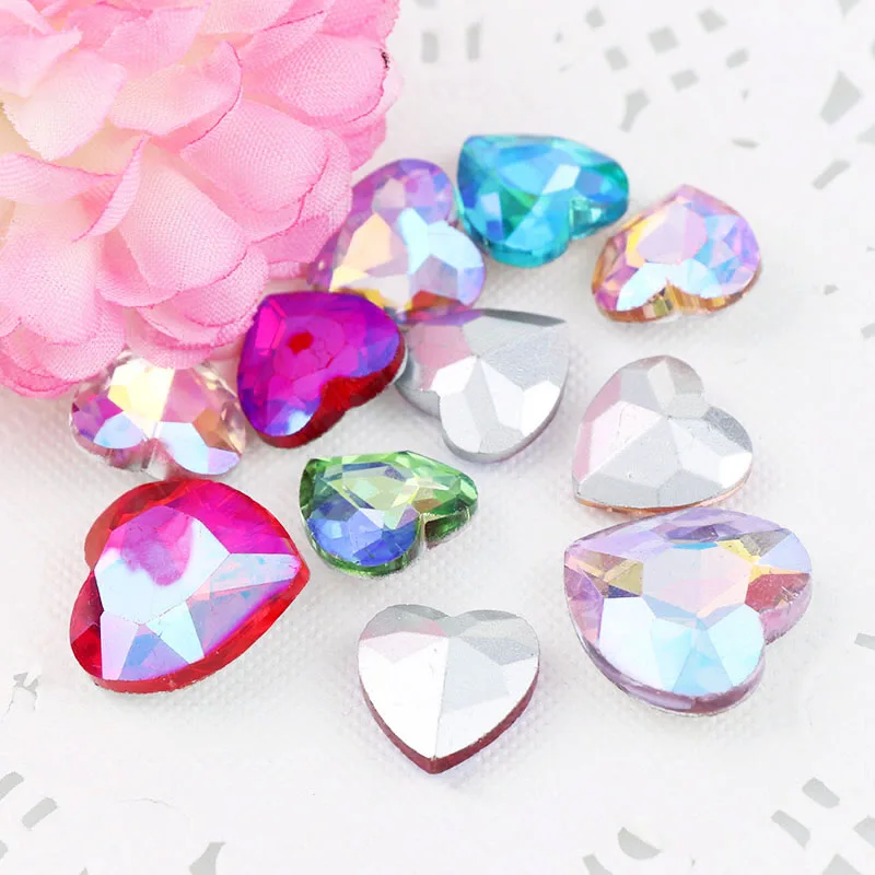 18 мм AB Цвет Любовь Сердце заостренный обратно красивый камень Хрустальное стекло