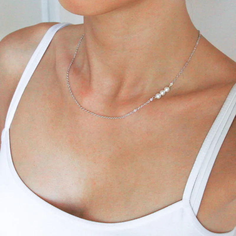 Кулоны и ожерелья из трех бусин с имитацией жемчуга колье женское ожерелье на