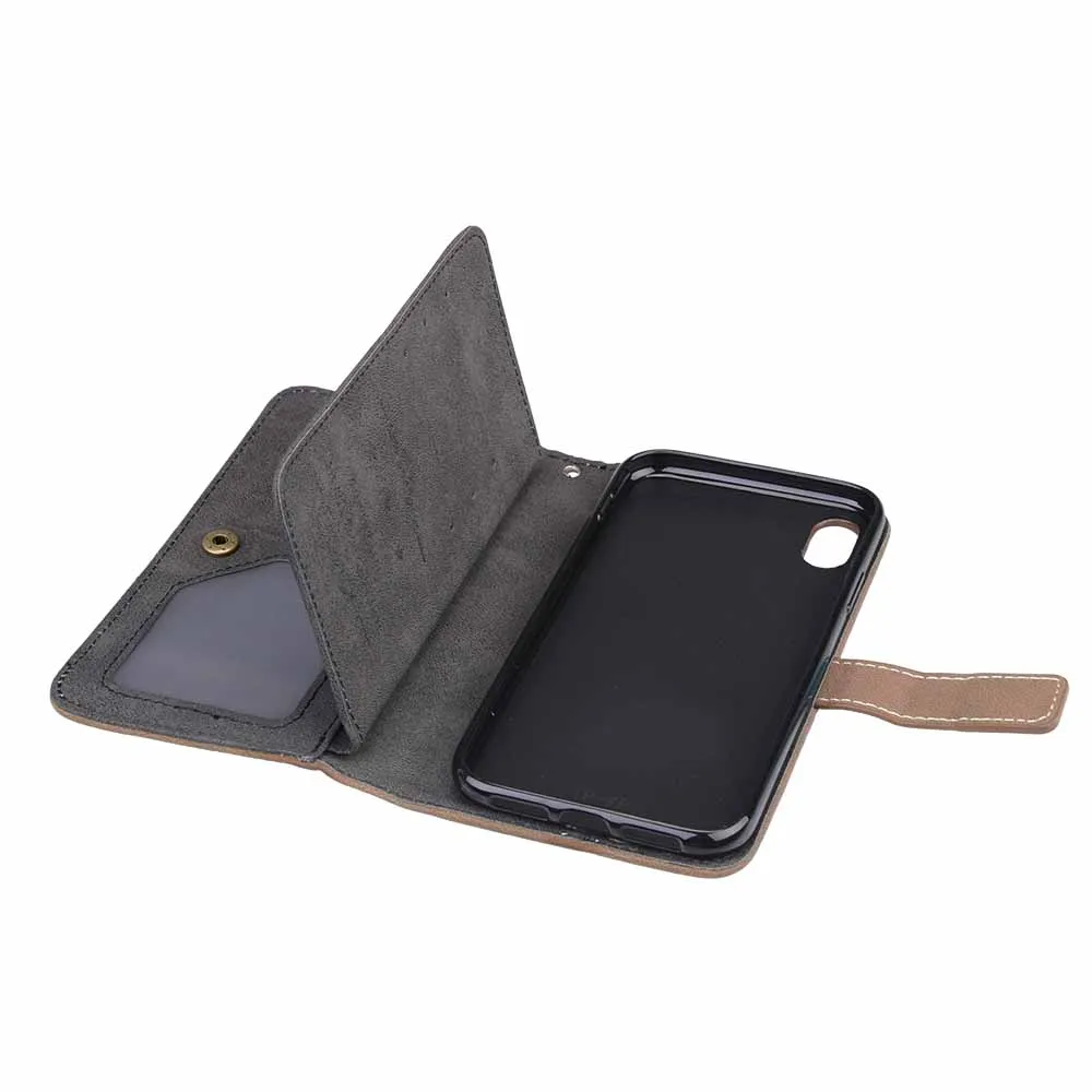 Capa Fundas для iphone XR XS Max 6 6 Plus 6s держатель чехол для iphone 7 8 plus XR XS кожаный чехол для телефона 9 слотов для карт