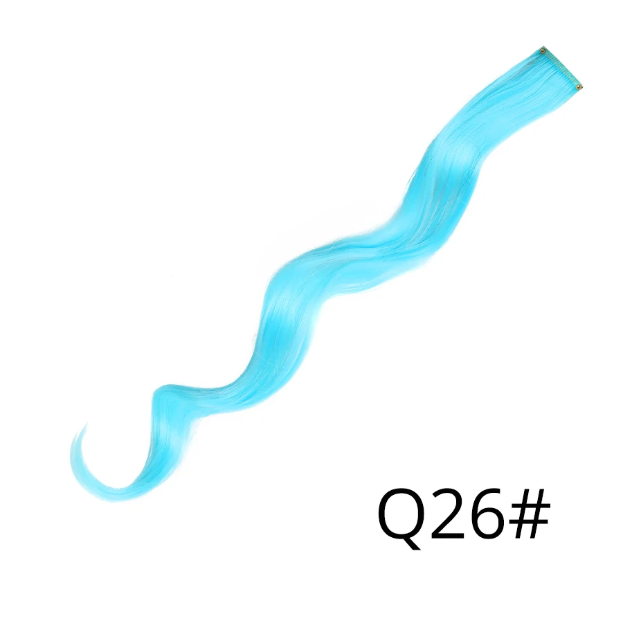 Q26 Alileader, 18 дюймов, кудрявые волосы на заколках для наращивания, натуральные Длинные Синтетические шиньоны для женщин, девушек, розовые, голубые, цветные - Цвет: Q26