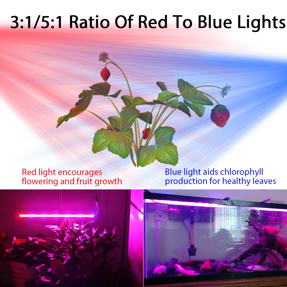 Светодиодная Водонепроницаемая фитолампа полного спектра для растений 12 В