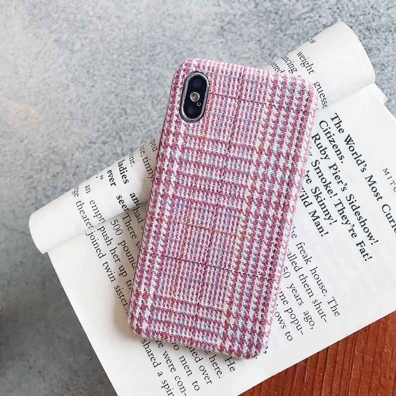Ткань сетка простой чехол для телефона iPhone 6 6S 7 8 плюс Футляр PC ткани Текстиль X XS Max