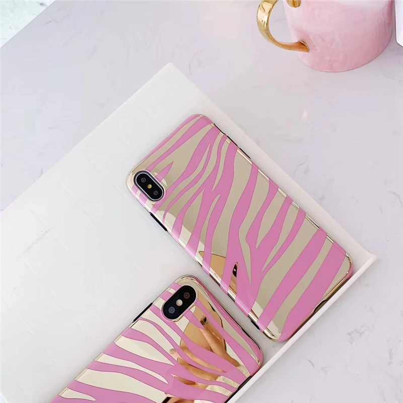 Блестящий чехол для телефона в полоску зебры iphone XS Max XR Мягкий из ТПУ 6 6s 7 8 plus