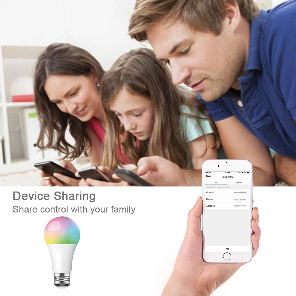 Tuya WiFi умная лампа 10 Вт E27 светодиодная Беспроводная совместимый с Alexa Echo Google Assistant