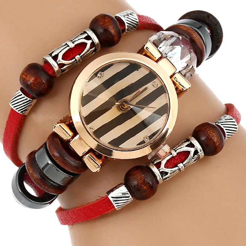 Gnova/верхняя часть из платины кожаные женские часы браслет наручные деревянные