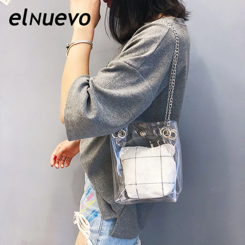 Женские Прозрачные сумки через плечо пляжная сумка из ПВХ водонепроницаемая
