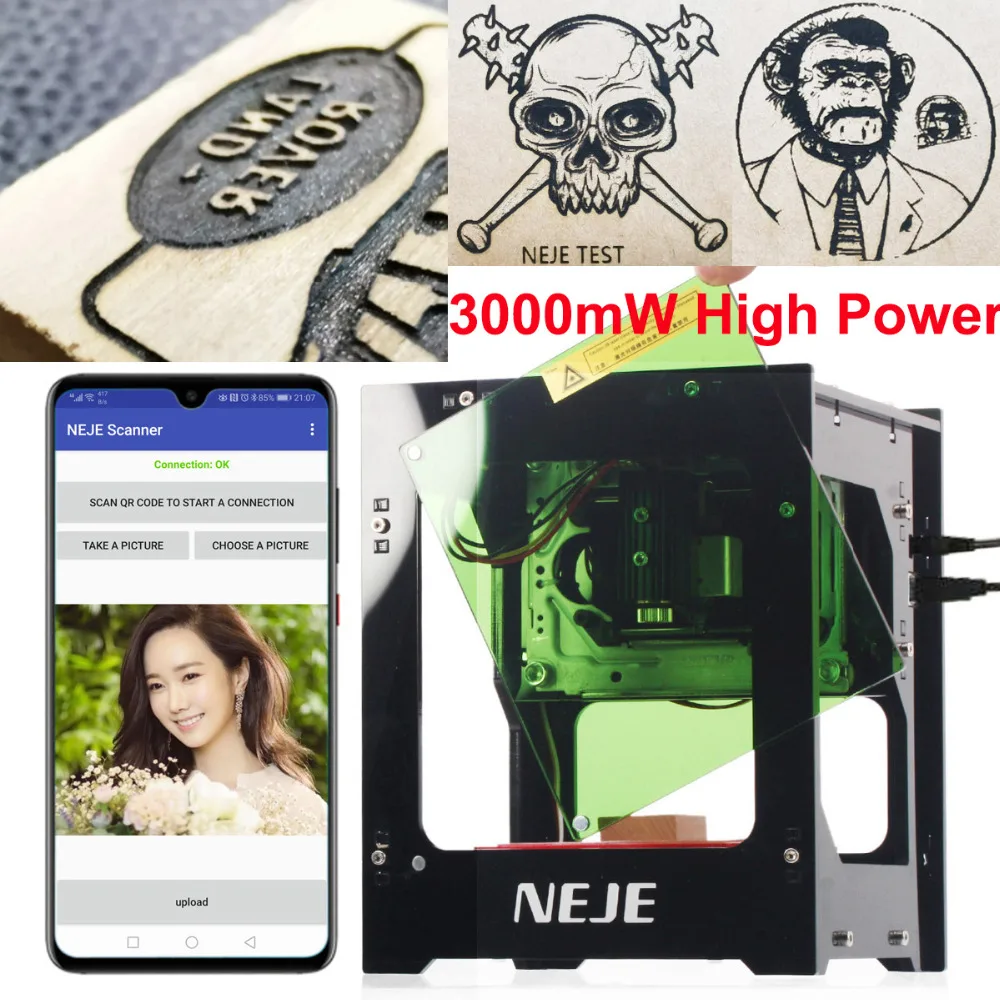 NEJE DK-8-KZ 3000 МВт лазерный гравировальный станок AI Smart DIY USB мини лазерный гравер ЧПУ режущий маршрутизатор для Windows/Mac