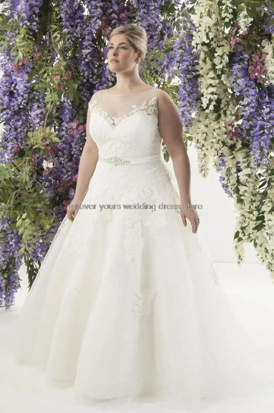appliques sashes soop sleeveless -Line bridal gown vestido de novia plus size romantic wedding dress 2016 QA-020 | Свадьбы и