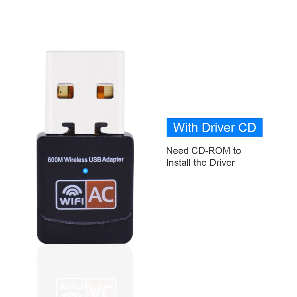 With Driver CD CHIPAL 802.11AC 600 Мбит/с беспроводная сетевая карта 600 м Внешний USB 2,0 WiFi адаптер 4dbi антенна PC LAN Wi-Fi приемник 2,4G 5.GHz - Цвет: With Driver CD